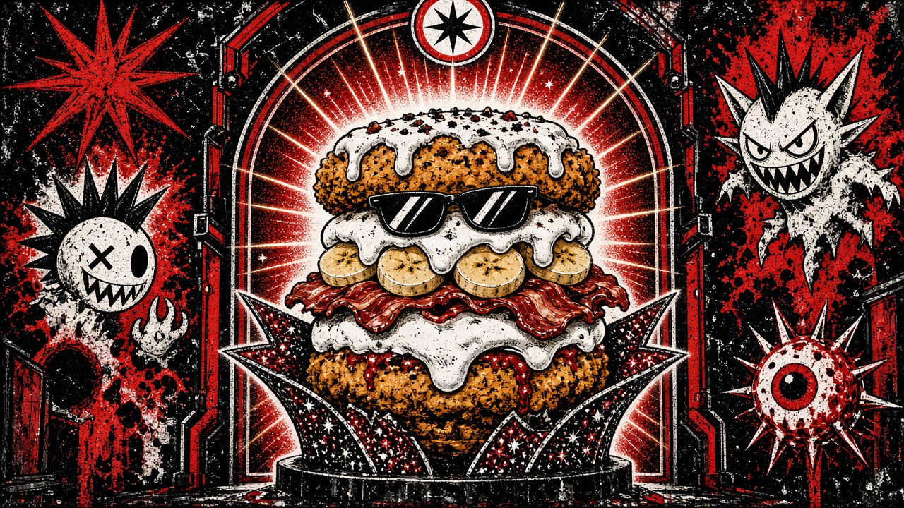 cartoon gag: THE SANDWICH THAT KILLED ELVIS (ALLEGEDLY)