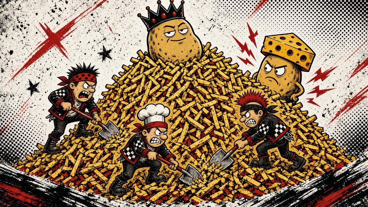 cartoon gag: 1,474 POUNDS OF FRIES (AND A RIGGED QUIZ)