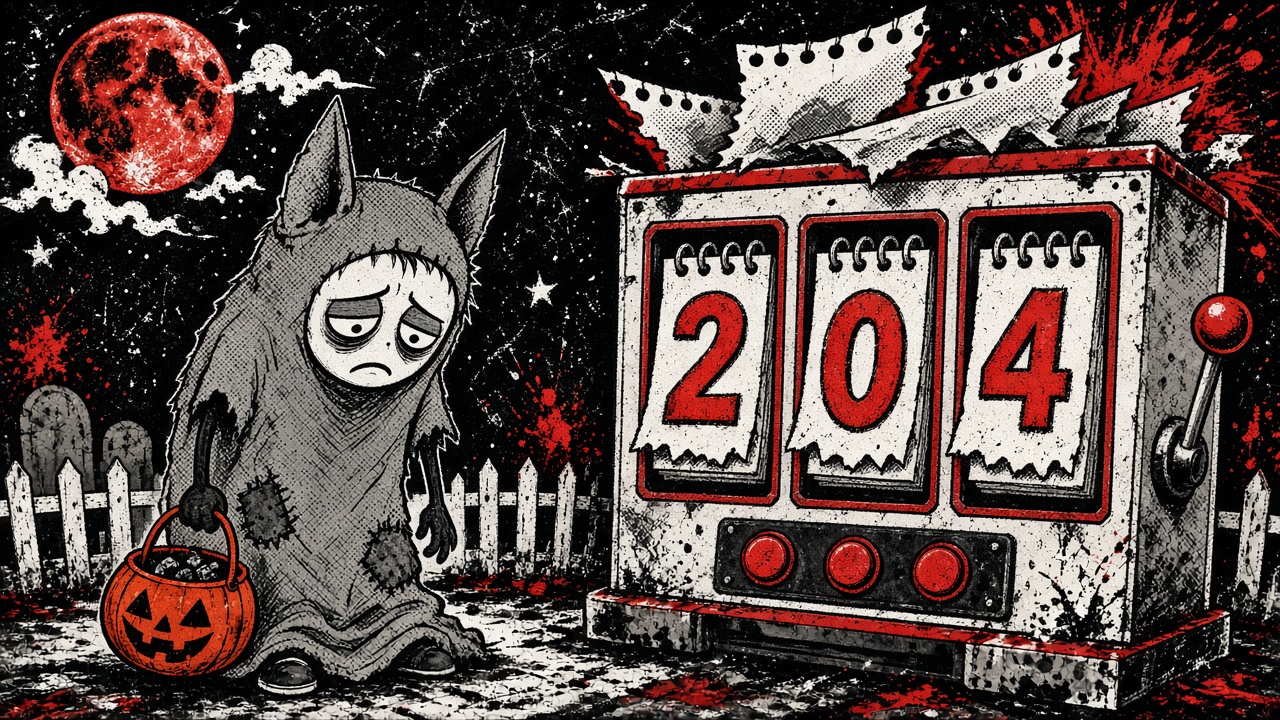cartoon gag: HALLOWEEN COSTUME TIME MACHINE: SET IT TO 1954