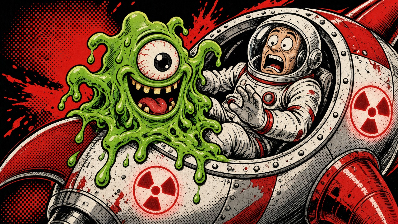 cartoon gag: COSTUME HACK: DRESS AS 1950s NUCLEAR PANIC