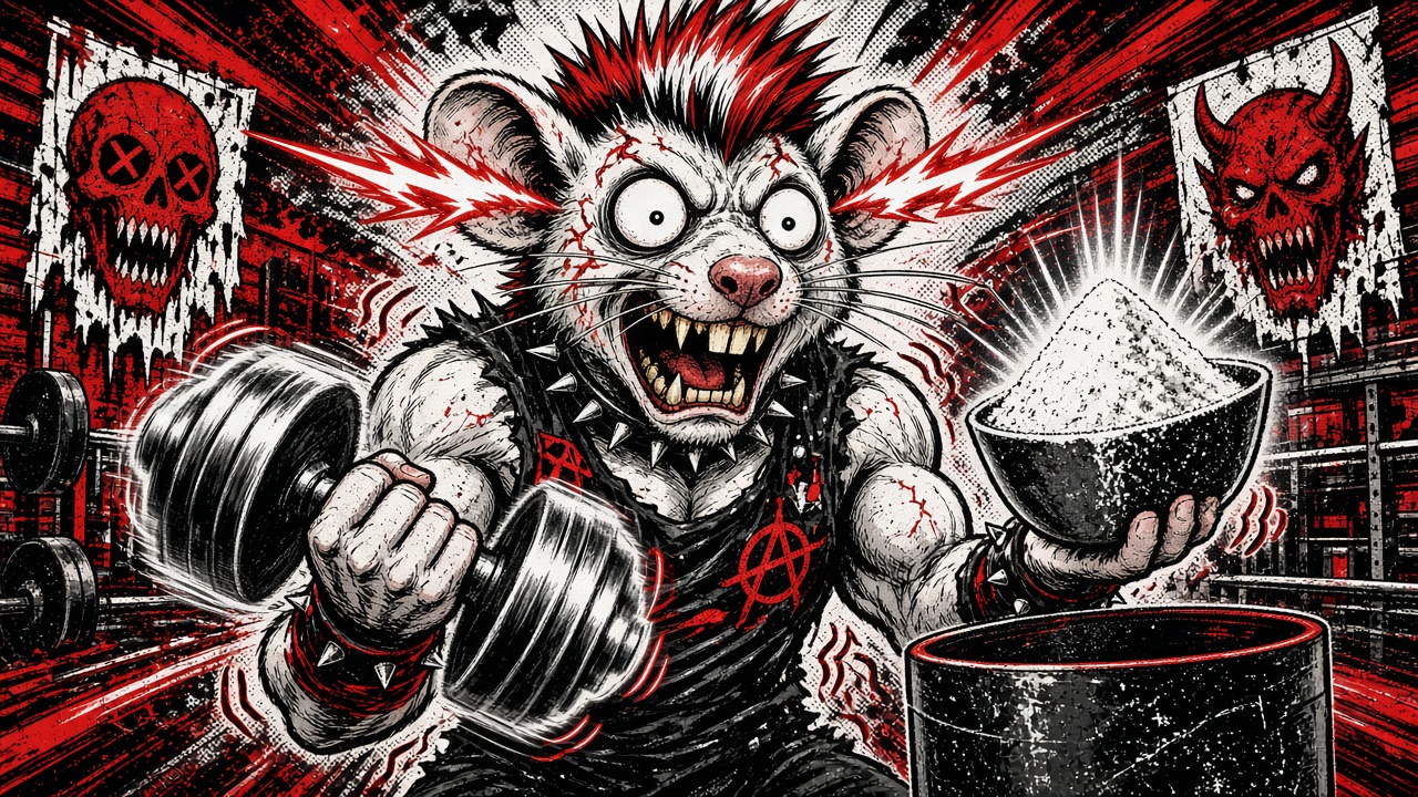 cartoon gag: PRE-WORKOUT RECALLED FOR CONTAINING… SPEED. SHOCKED, WE ARE.