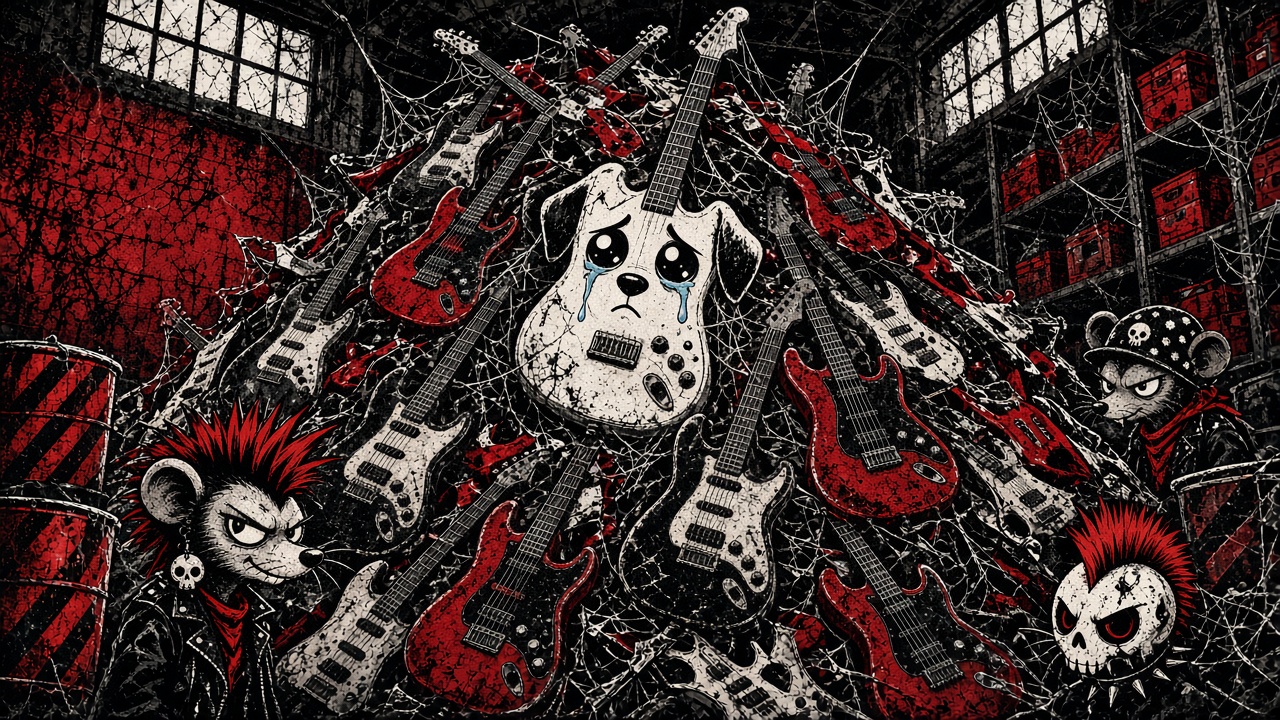 cartoon gag: THE GREAT PANDEMIC GUITAR GLUT