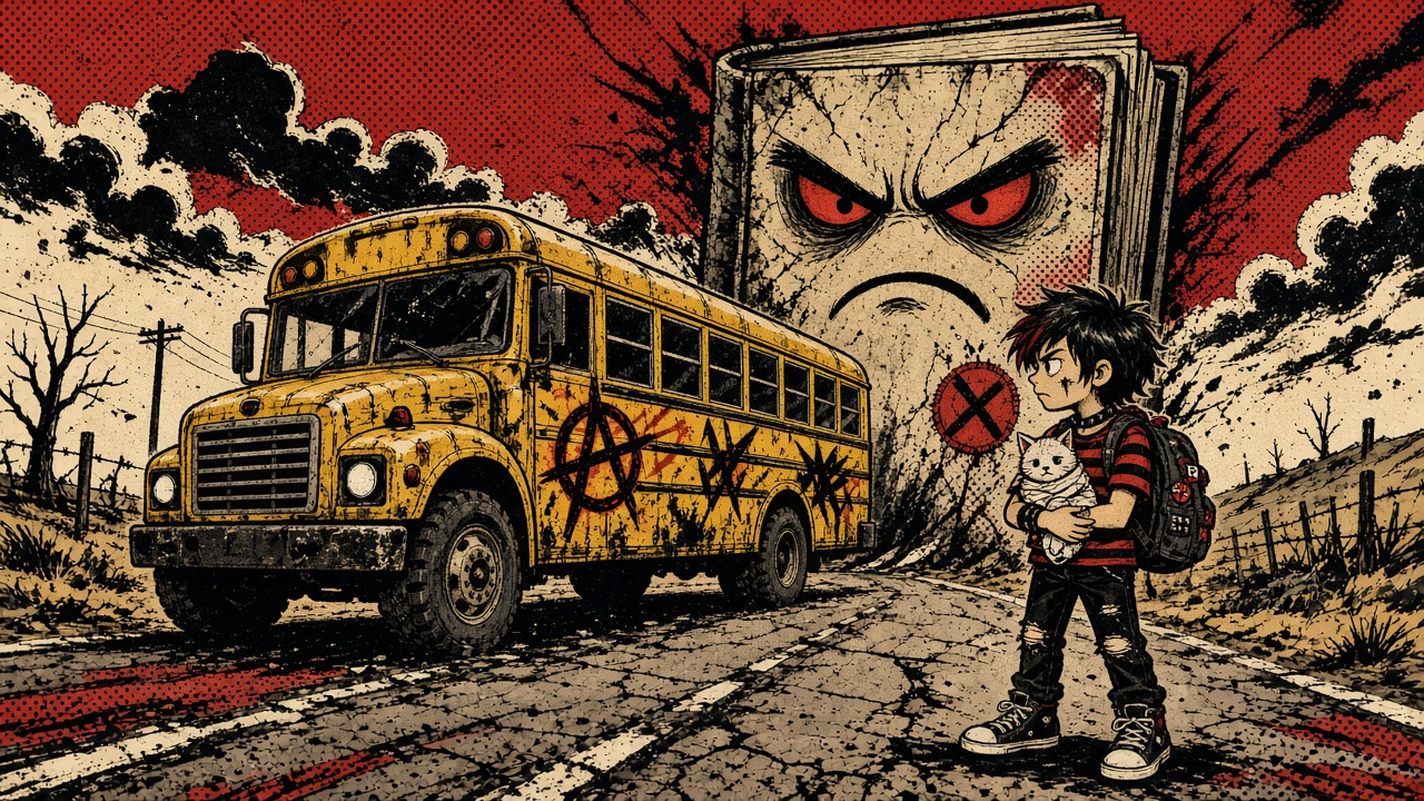 cartoon gag: SAY 'RURAL' FIVE TIMES FAST: THE KITTEN BUS SCANDAL