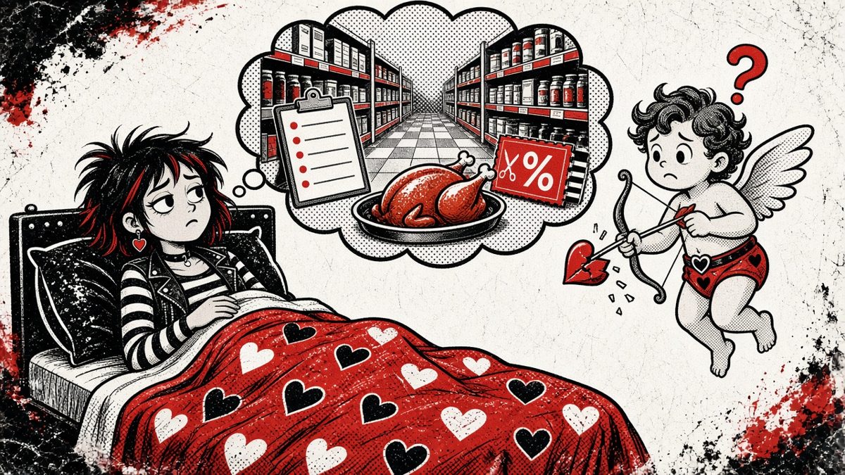 cartoon gag: 6:46 SEX FIX: THE MIND WANDERS, THE MARRIAGE DOESN'T