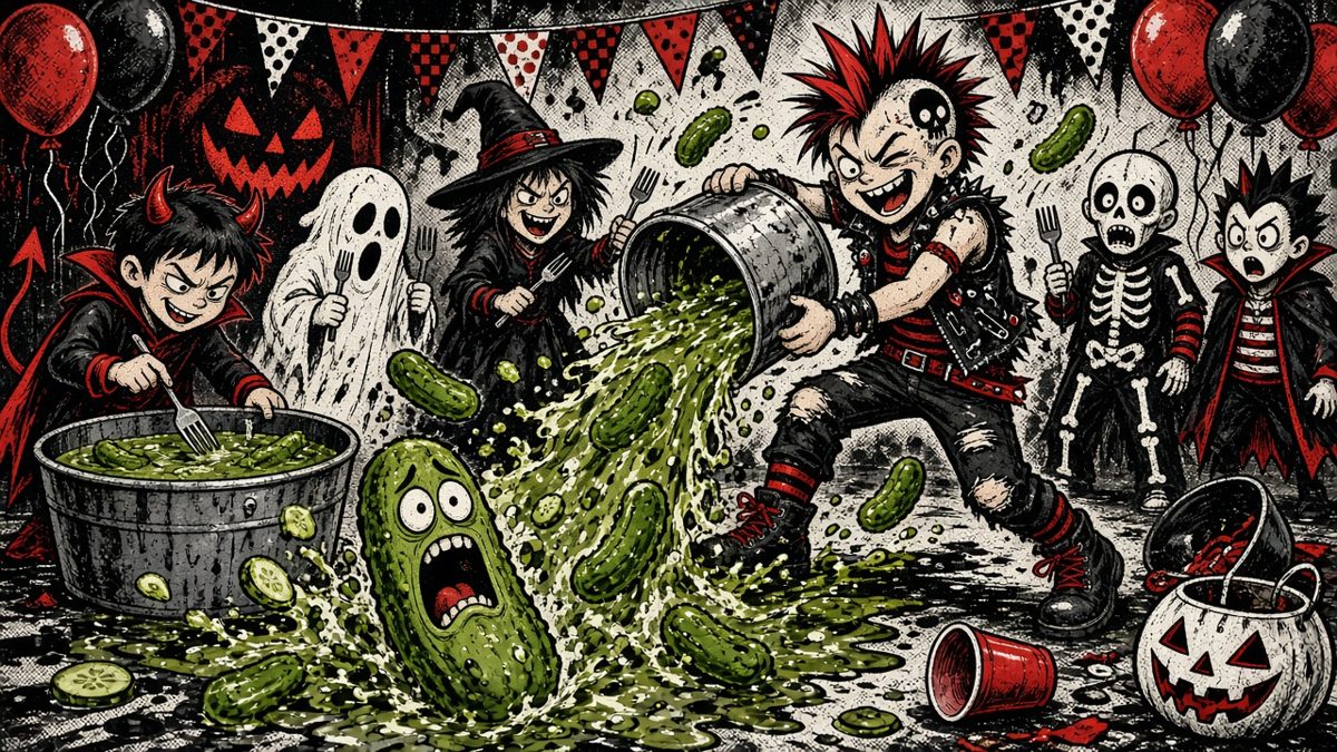 cartoon gag: BOBBIN' FOR PICKLES: THE HOUSE EVERY KID REMEMBERS
